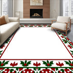 Red Green Floral Vine Border Rug