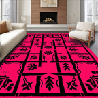 Bold Pink Floral Lattice Artwork Rug