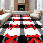 Red Bow Buffalo Check Rug