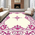 Ornate Magenta Floral Frame Rug