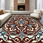 Deep Red Floral Medallion Aura Rug