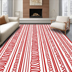 Crimson Vertical Ribbed String Rug