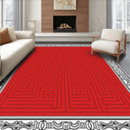 Crimson Maze Bordered Square Rug