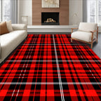 Bold Red Black Plaid Checkered Rug
