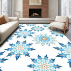 Vibrant Blue Snowflake Mandalas Rug