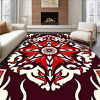 Bold Crimson Cream Ornamental Star Rug
