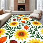 Sunny Sunflower Pumpkin Garden Whimsy Rug