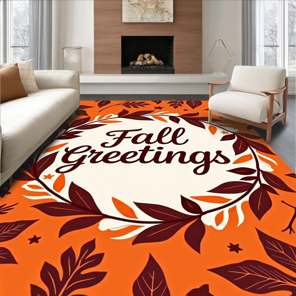 Autumn Leaf Wreath Orange Rug
