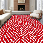 Bold Red Abstract Interlocking Lines Rug