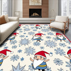 Festive Santa Snowflakes Holiday Repeating Rug