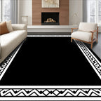 Bold White Geometric Border Frame Rug
