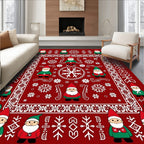 Charming Crimson Gnome Snowflake Swirl Rug