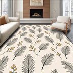 Natural Fern Leaf Gold Accents Rug