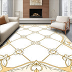 Golden Art Nouveau Floral Diamond Rug