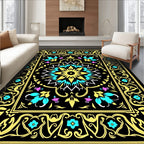 Golden yellow floral mandala Rug