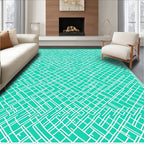 Abstract Geometric Linear Turquoise Rug