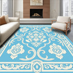 Pale Blue Cream Orante Scrollwork Rug