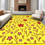 Sunny Yellow Red Floral Branch Rug