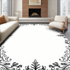 Ornate Coral Floral Scrollwork Frame Rug