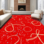 Scrawled Red Confetti Ribbon Rug