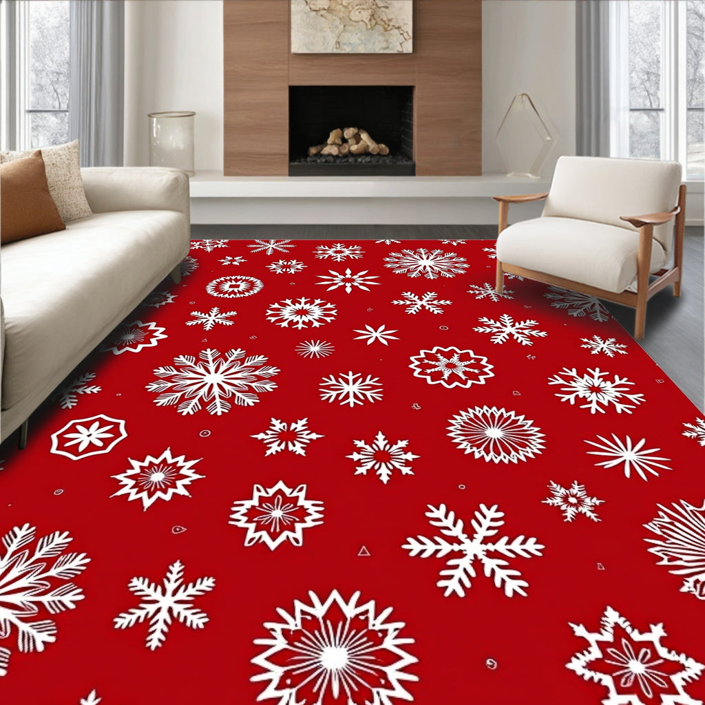 Red Festive Snowflake Assortment Rug