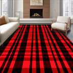 Bold Red Black Plaid Crossing Rug