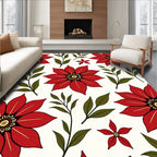 Enchanting Red Floral Woodland Sprigs Rug