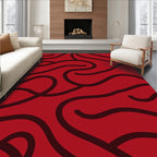 Crimson Flowing Organic Waves Rug