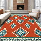 Terracotta Diamond Medallion Border Rug