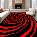 Bold Red Black Swirl Rug