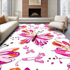 Whimsical Pink Butterfly Garden Rug