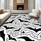 Ethereal Bats Swirling Black Clouds Rug