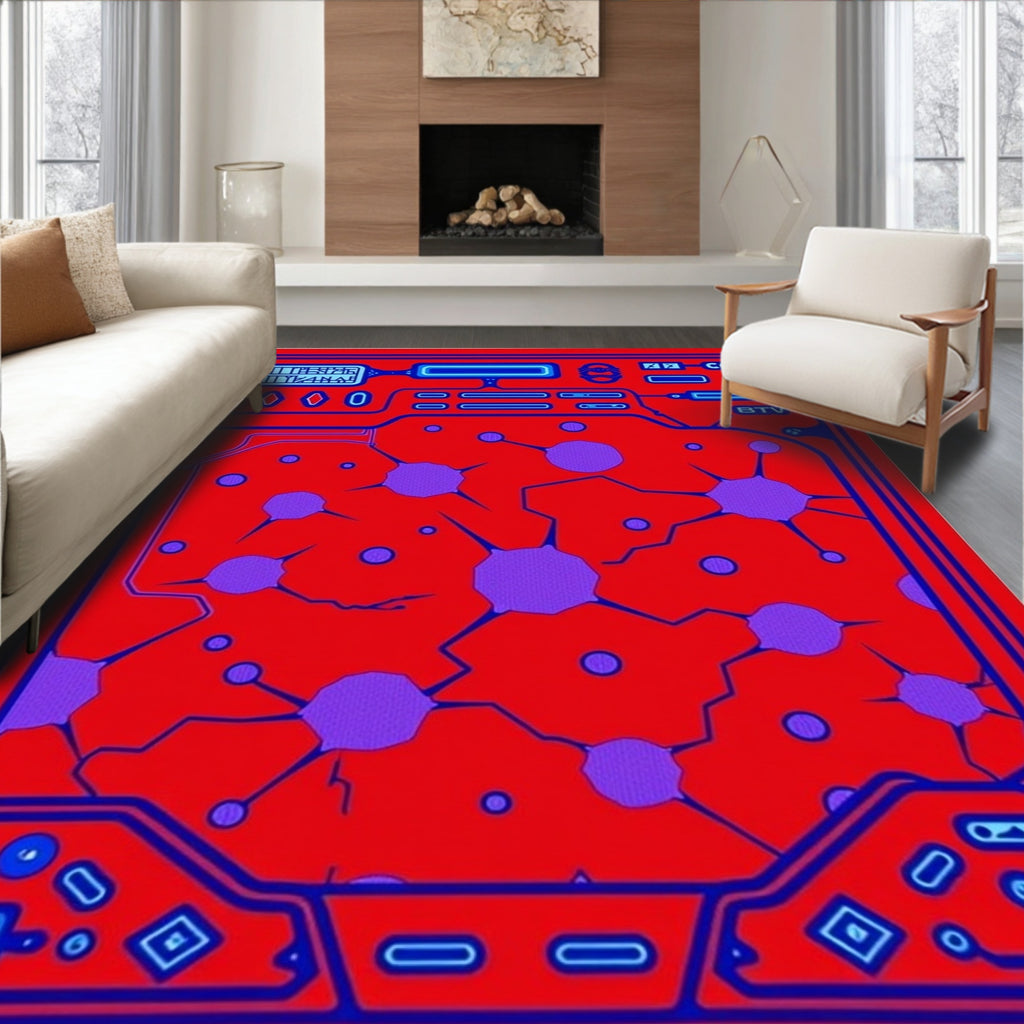 Retro Cyberpunk Circuit Board Rug