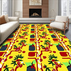 Bold Red Leafy Branch Yellow Rug