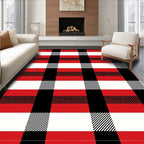 Bold Red Black White Buffalo Check Rug