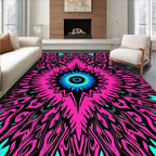 Vibrant Pink Cyan Starburst Mandala Rug
