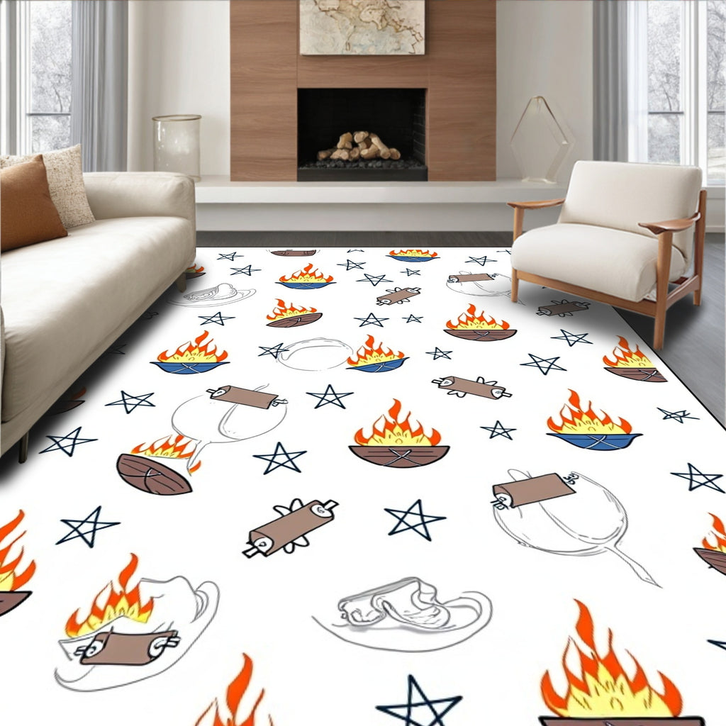 Campfire Stars And Log Rolls Rug