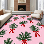 Pink Evergreen Bow Toss Rug