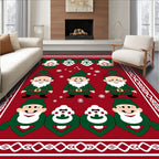 Whimsical Red Green Gnome Snowflake Border Rug