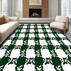 Forest Green White Lattice Vine Rug