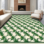 Emerald Green Leafy Border Repeating Rug