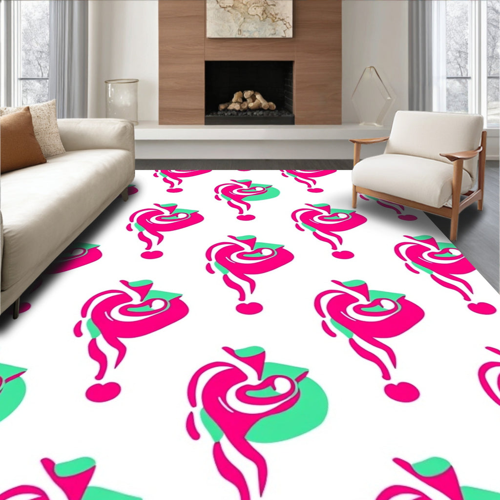 Hot Pink Green Swirl Art Rug