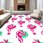 Hot Pink Green Swirl Art Rug