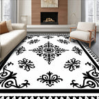 Black and White Classic Filigree Medallion Rug