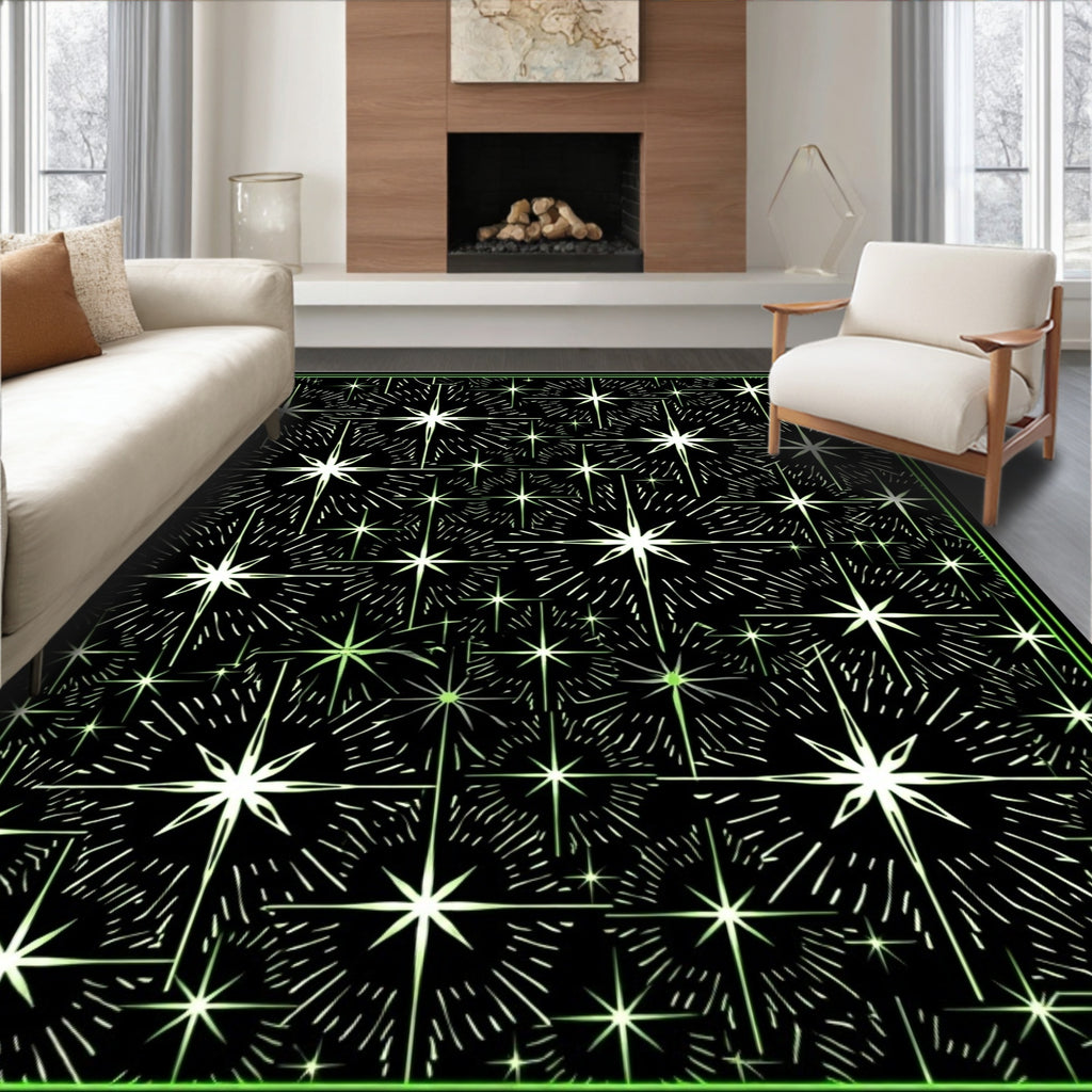 Radiant Starburst Black Green Rug