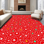 Festive Red Dotted Starburst Area Rug