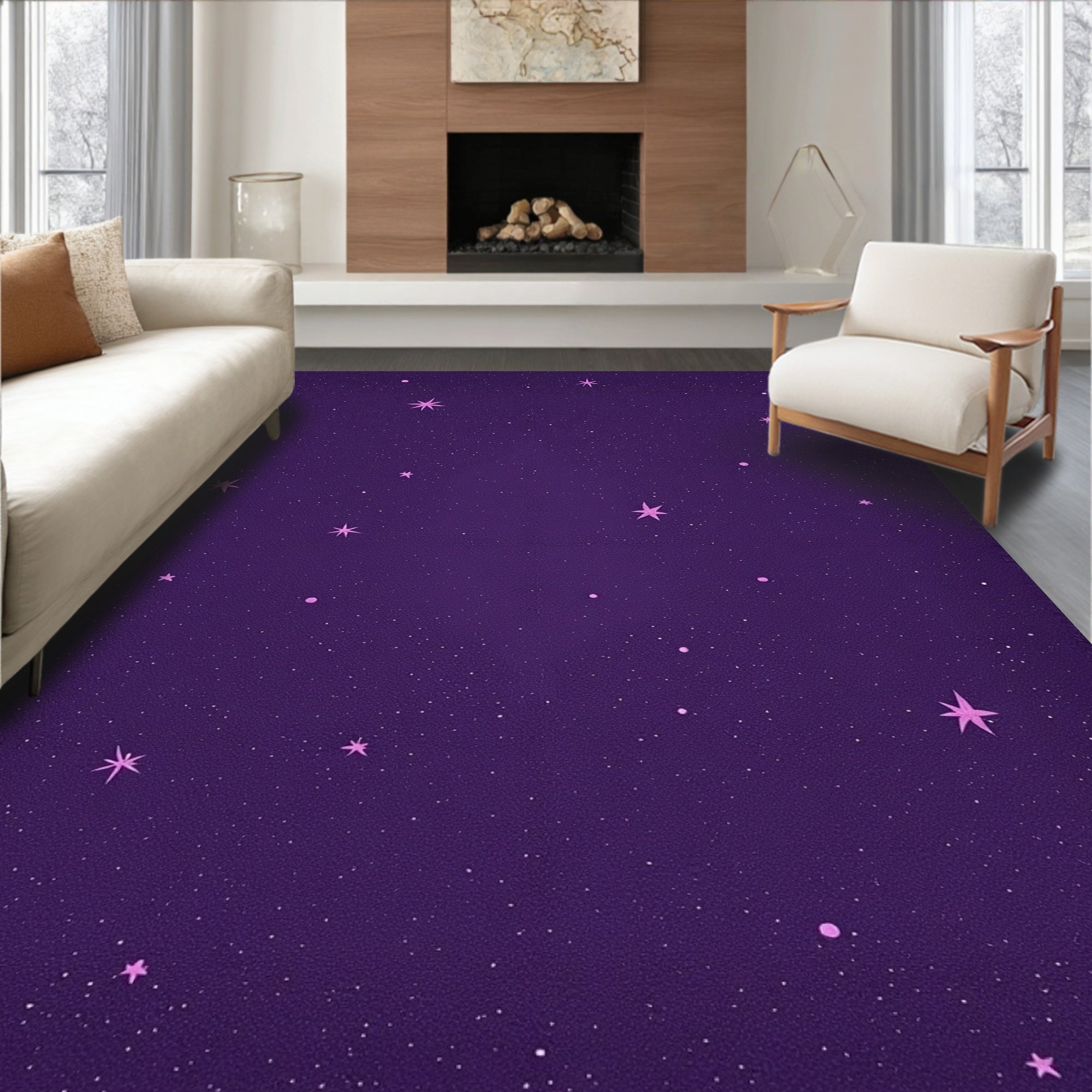 Cosmic Purple Starry Night Rug