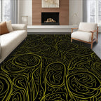 Gold Swirl Abstract Botanical Rug
