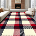 Classic Red Navy Cream Buffalo Checkered Rug