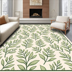 Delicate Green Leaf Botanical Arrangement Rug